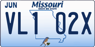 MO license plate VL1O2X
