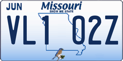 MO license plate VL1O2Z