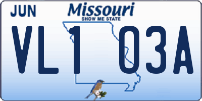 MO license plate VL1O3A