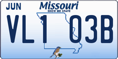 MO license plate VL1O3B