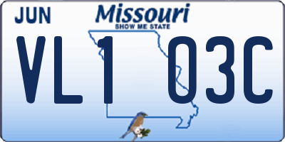 MO license plate VL1O3C