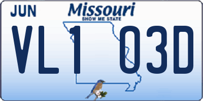 MO license plate VL1O3D