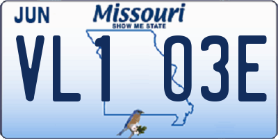 MO license plate VL1O3E