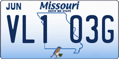 MO license plate VL1O3G