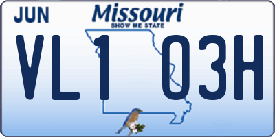 MO license plate VL1O3H