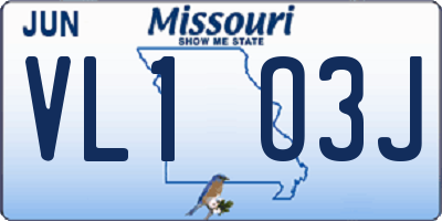 MO license plate VL1O3J