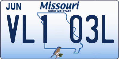 MO license plate VL1O3L