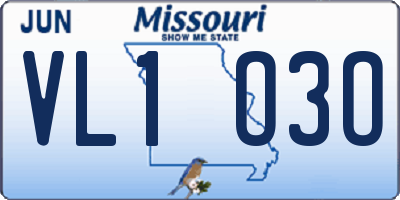 MO license plate VL1O3O