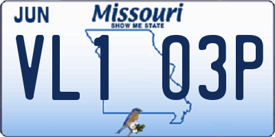 MO license plate VL1O3P