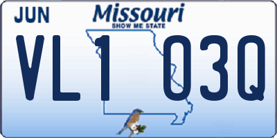 MO license plate VL1O3Q