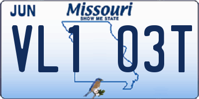 MO license plate VL1O3T