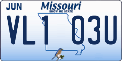 MO license plate VL1O3U