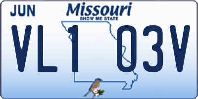 MO license plate VL1O3V
