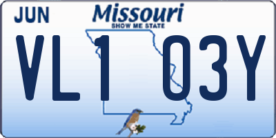 MO license plate VL1O3Y