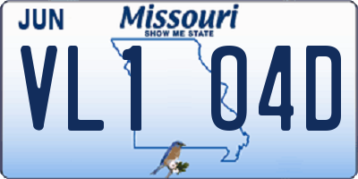 MO license plate VL1O4D