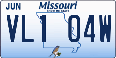 MO license plate VL1O4W