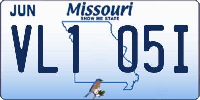 MO license plate VL1O5I