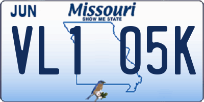 MO license plate VL1O5K