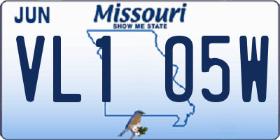 MO license plate VL1O5W