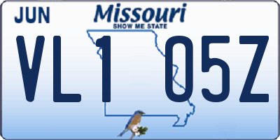 MO license plate VL1O5Z