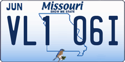 MO license plate VL1O6I