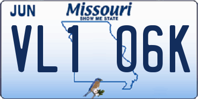 MO license plate VL1O6K
