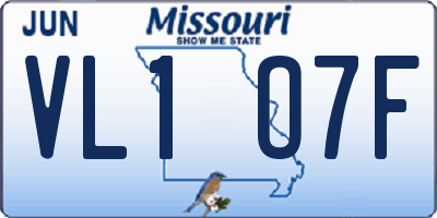 MO license plate VL1O7F
