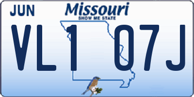 MO license plate VL1O7J