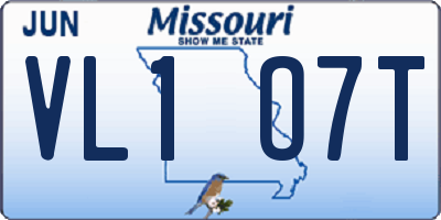 MO license plate VL1O7T