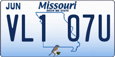 MO license plate VL1O7U