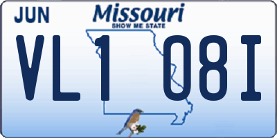 MO license plate VL1O8I