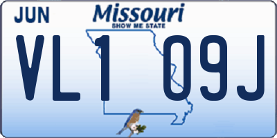 MO license plate VL1O9J