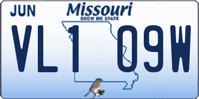MO license plate VL1O9W