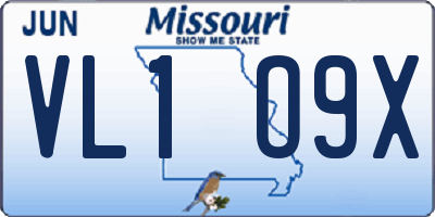MO license plate VL1O9X