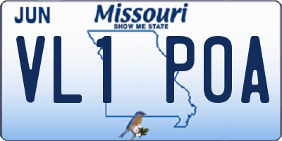 MO license plate VL1P0A