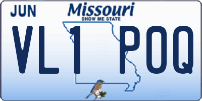 MO license plate VL1P0Q