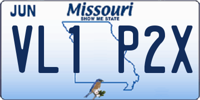 MO license plate VL1P2X