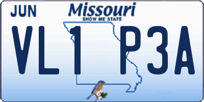 MO license plate VL1P3A