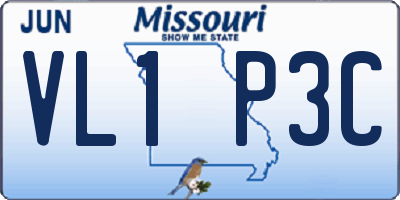 MO license plate VL1P3C