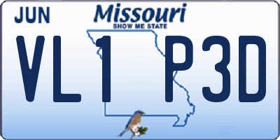 MO license plate VL1P3D