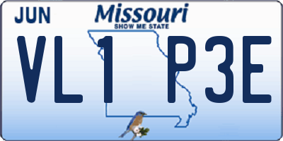 MO license plate VL1P3E