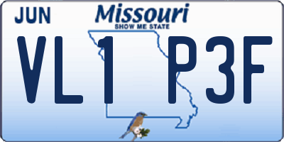 MO license plate VL1P3F