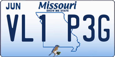 MO license plate VL1P3G