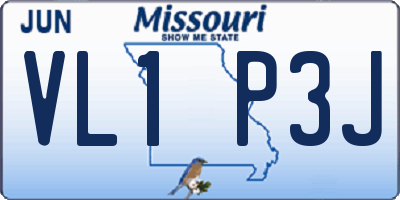 MO license plate VL1P3J