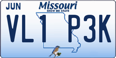 MO license plate VL1P3K