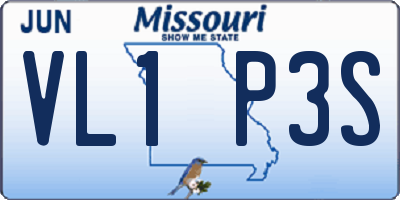 MO license plate VL1P3S