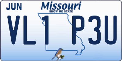 MO license plate VL1P3U