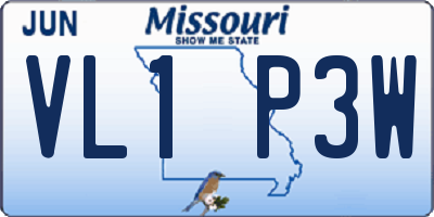 MO license plate VL1P3W