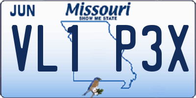 MO license plate VL1P3X