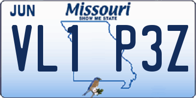 MO license plate VL1P3Z